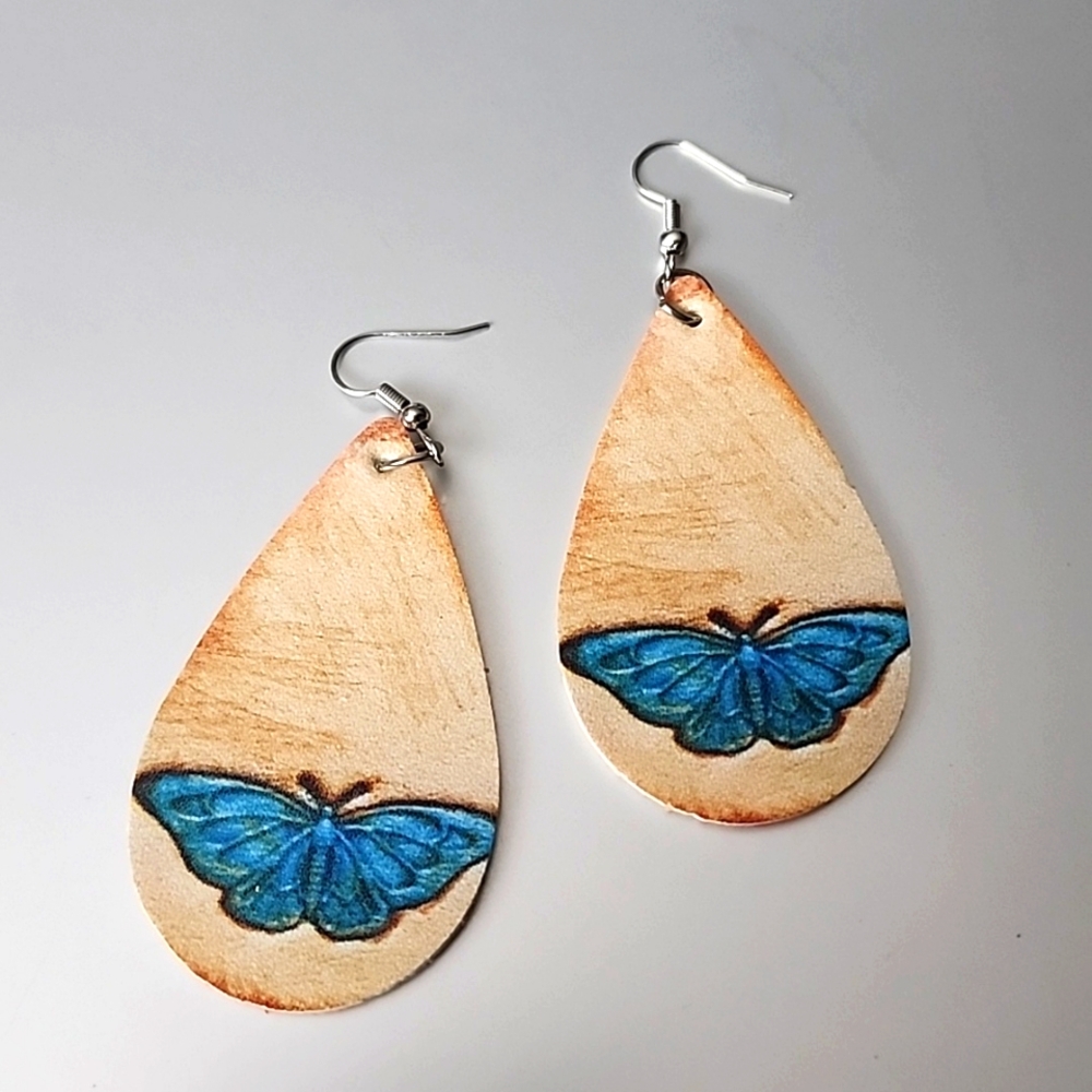 Faux Leather Butterfly Earrings Lightweight